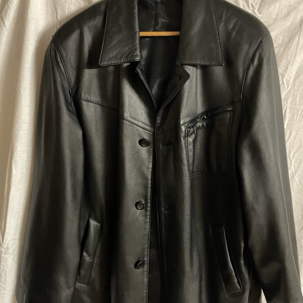 Men's leather jacket black, size XL, very soft leather, like new